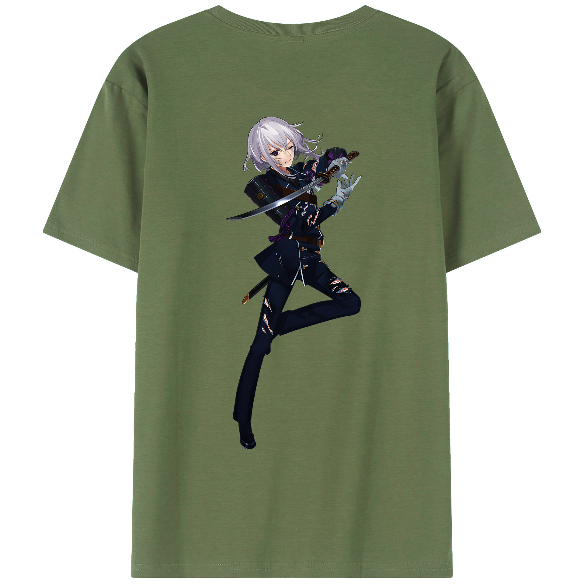 （画像用） 刀剣乱舞 Touken Ranbu 綿100％ メンズ半袖Tシャツ（バックプリント） 通気性